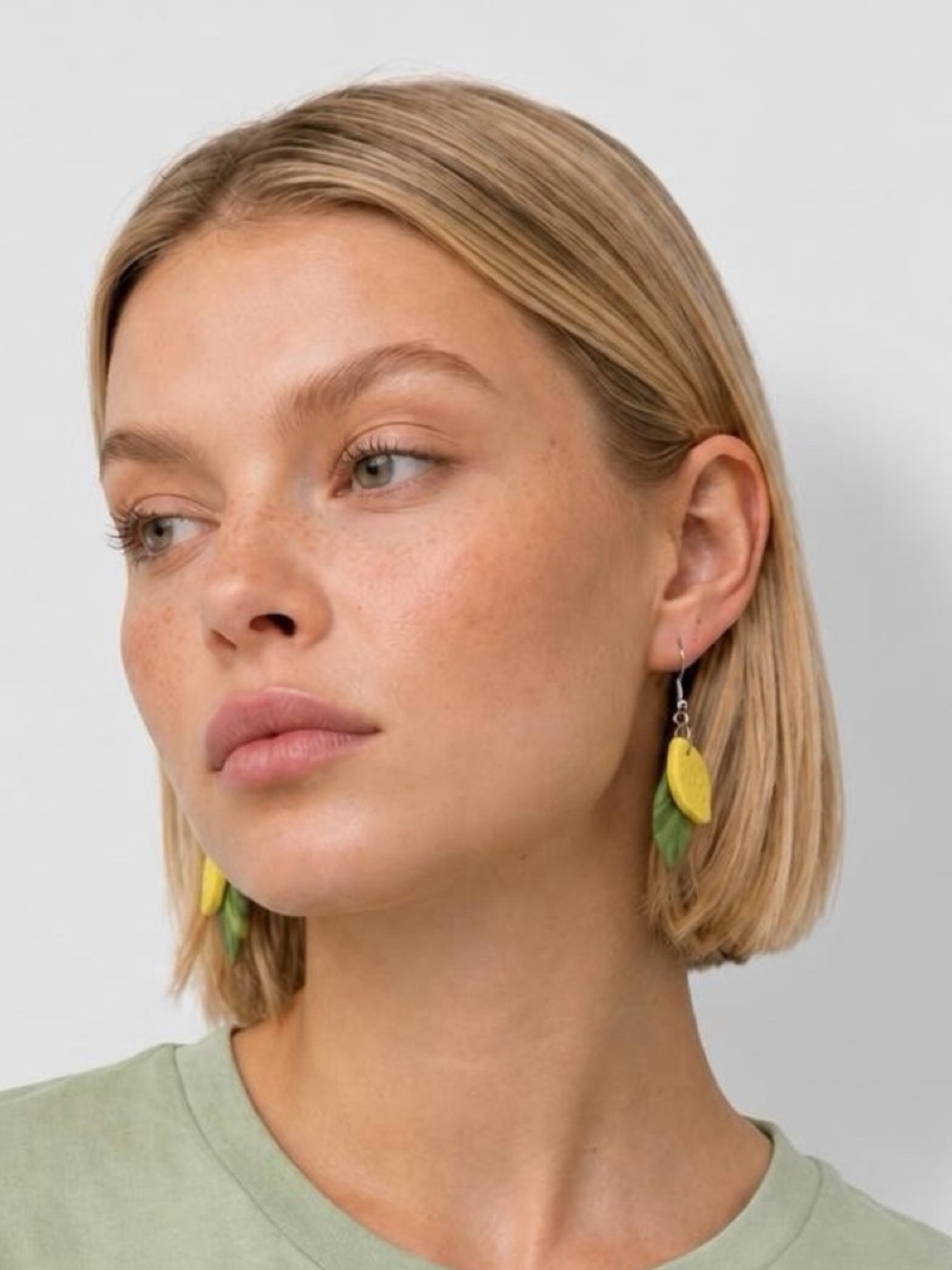 Lemon 🍋 Leaf Earrings Polymer Clay